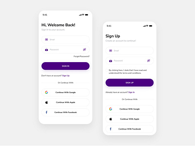 SIGN IN | SIGN UP app design landing page ui ux