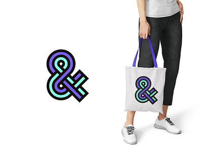 Ampersand ampersand aqua green icon logo purple symbol totebag typography