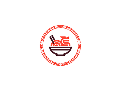 WokaNoodle 🐉🍜 branding chinese dragon food identity logo restaurant symbol