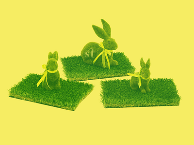 FUNNYBUNNY bunny easter grass green logo yellow