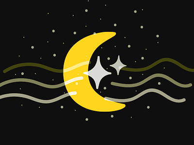 DOODLEIDOO black minimalism moon space stars yellow