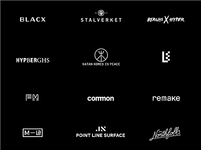 VARIOUS LOGOS & SHIT black logo logotype mark typography white wordmark