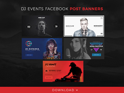 Facebook Dj Events Post Banners Vol 2 ads bundle club clubbing digital marketing dj dj banner dj flyer events facebook facebook banner music