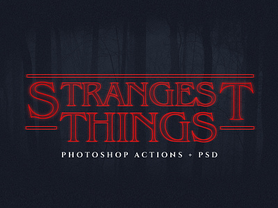 Strangest Things Ps Text Actions 80s 90s actions fiction lettering movie neon retro science stranger things typography