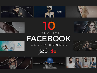 [PSD] 10 Facebook Timeline Cover Bundle ads banner branding cover facebook header paper socialmedia timeline torn