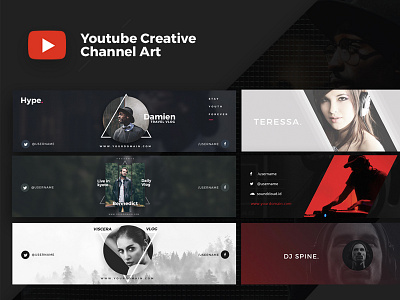 Youtube Creative Cover V.1 art banner channel cover creative header hipster modern socialmedia vlog youtube