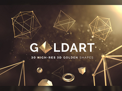 3D Golden Shapes Volume 1 3d background geometric geometry gold golden object shapes shine