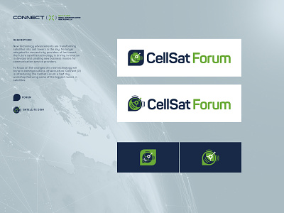 CellSat Forum at Connect(X) Logo connectivity event logo design logo logo design satellite dish trade show wireless