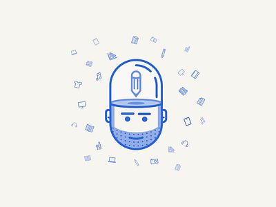 Creative Mind avatar beard blue creative head illustration mind pen profile simple