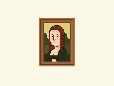 Mona Lisa 2d character draw drawing frame hang icon illustration masterpiece pearl sketch vector