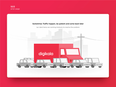 Digikala 503 Error 🚚 503 car desain error error page identity illustration skyline traffic truck ui vector web