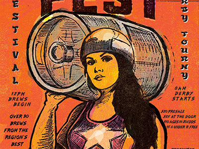 Bruise Fest Roller Derby Illustration beer derby illustration poster roller