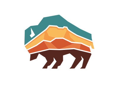 Buffalo animal bison buffalo colorful geometric graphic icon illustration logo