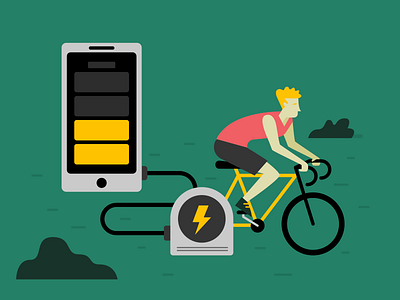 Bike Phone bike character charge charger cycle design energy flat illustration outdoor phone