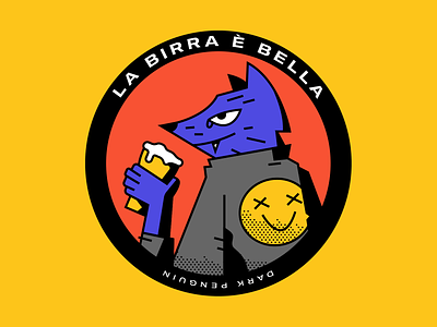 La birra è bella beer birra character coaster design dog illustration jacket lines vector wolf