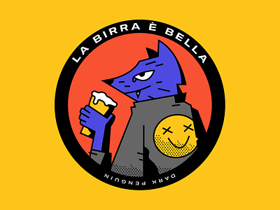 La birra è bella beer birra character coaster design dog illustration jacket lines vector wolf