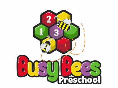 busybee preschool branding design illustration logo vector