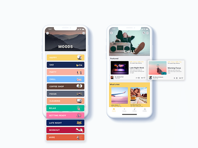 Mood Selection & Browse Page UI app app design branding design flat illustration minimal mobile mobile app mobile ui product product design ui ux