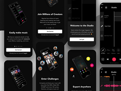 Rapchat Onboarding Flow design mobile app music product ui ux