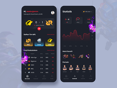 #Exploration - MPLID App app app design clean dark dark app esport esports exploration game game design gaming inspiration iphone x minimal mobile mobile app streaming team ui ux