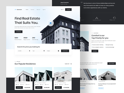 Serumah - Real Estate Market Landing Page agency apartment architecture building home house landing page properties real estate real estate website realestate residence ui uiux ux web web design