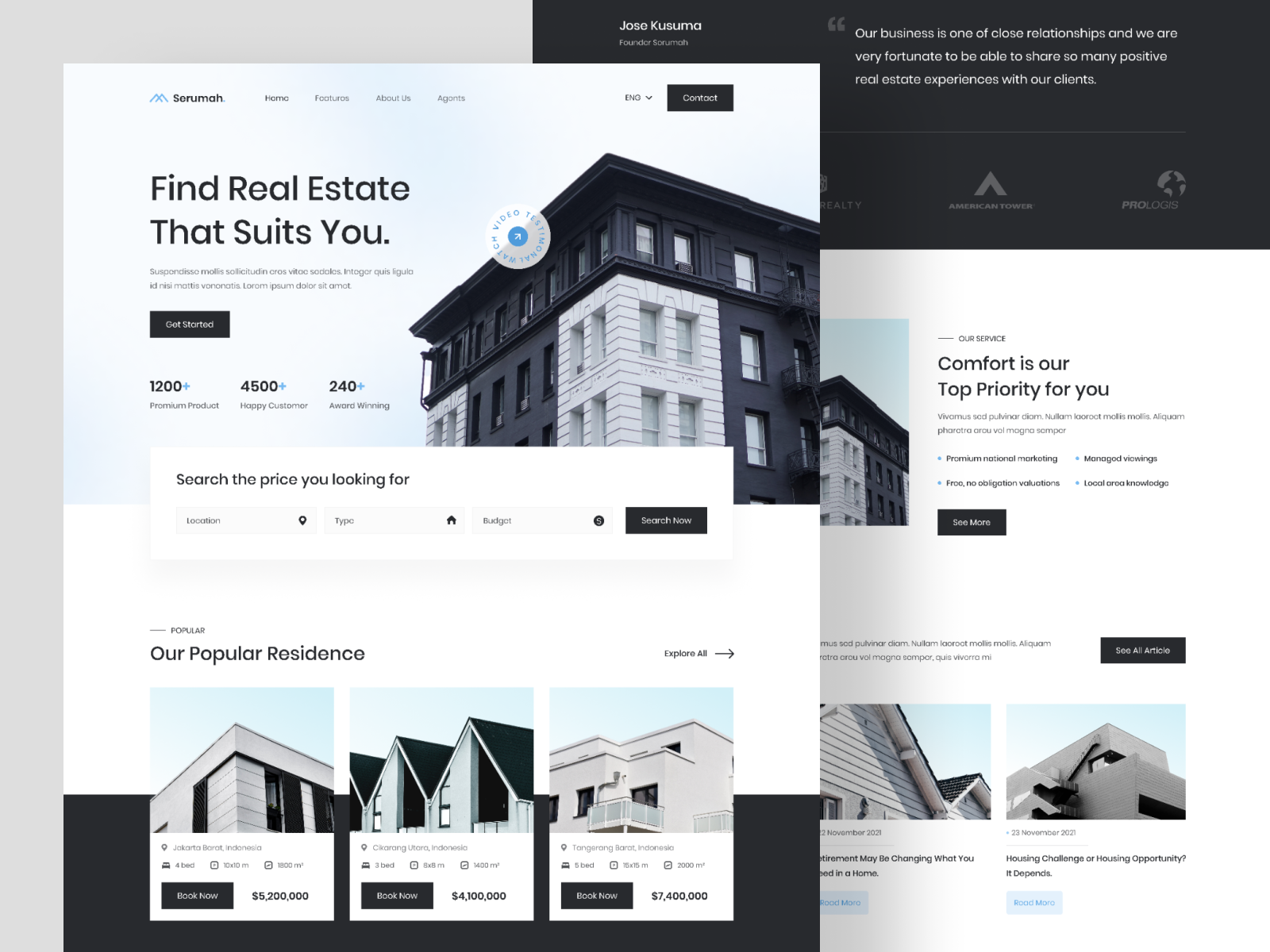 Serumah - Real Estate Market Landing Page by Dani Hanafi for One Week