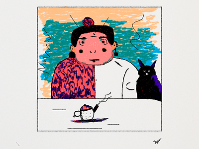 CAT adobe adobe photoshop art cat colors drawing dribbble faces girl illustration illustration art tea