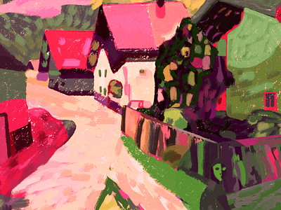 VILLAGE STREET abstract adobe adobe photoshop art beauty colors drawing dribbble illustration illustration art shot street village