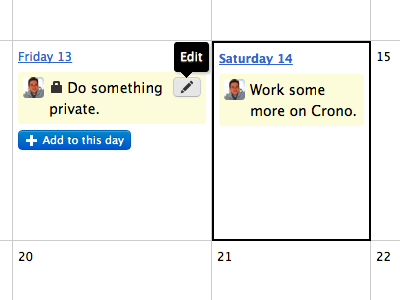 Crono (over) calendar crono date table time