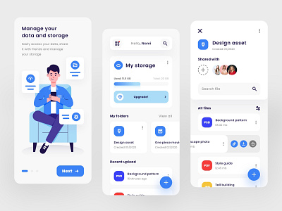 Cloud Storage App Concept clean clean ui cloud cloud storage mobile app mobile app design mobile ui ui uidesign uiux uiuxdesign userinterface