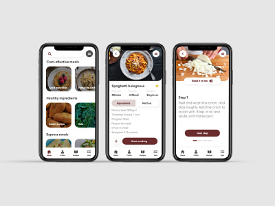 Foodable app mobile app design recipes shopping ui ux