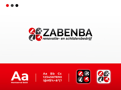 LOGO ZABENBA branding contruction design hammer house logo icon illustration logo logodesign minimal minimalist modern logo montserrat professional logo typography
