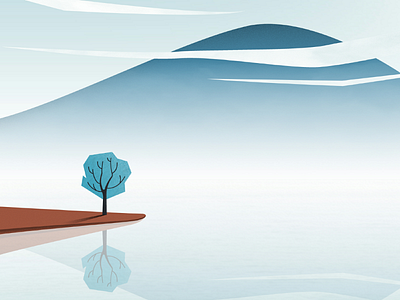 Alone Tree, Da Lat - Cây cô đơn alone tree cay co don da lat flat illustration illustration landscape illustration minimalist minimalist illustration nguyentantai texture illustration vector illustration vietnam vietnam designer vietnam illustration