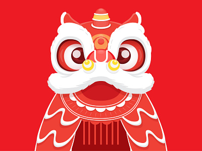 Lion Dance - Lân asian lion flat illustration illustration lion dance lion dance illustration lion head lunar new year lunar new year illustration lunar new year packaging lân múa lân nguyentantai packaging symetric tet tet illustration