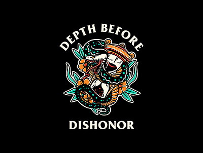 Depth before dishonor apparel design artwork badgedesign brand branding design clothing brand clothing line design graphic design illustration merch design oldschool tattoo tattoo design traditional tattoo