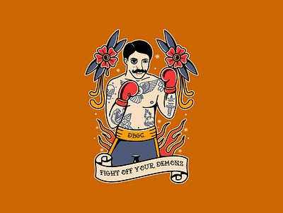 Fight off your demons artwork badgedesign brand branding branding design design illustration tattoo