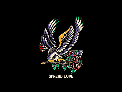 Spread love artwork badgedesign brand branding branding design design illustration tattoo tshirtdesign apparel