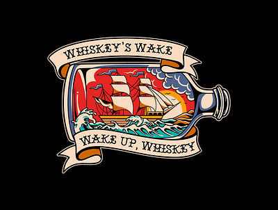 Whiskey's wake artwork badgedesign brand branding branding design clothing design illustration logo tattoo