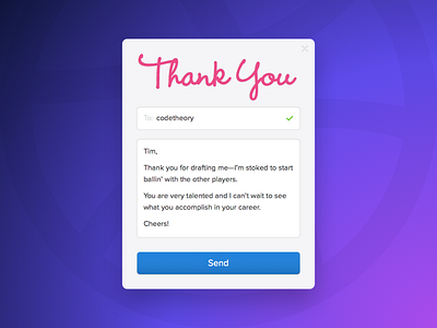 Hey Dribbble! button form gradient input script thank you