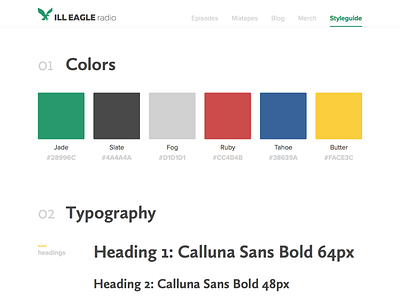 Ill Eagle Radio styleguide banner button color form search styleguide typography