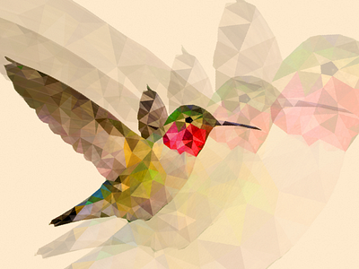 Ruby Throated gig poster hummingbird low poly music poster
