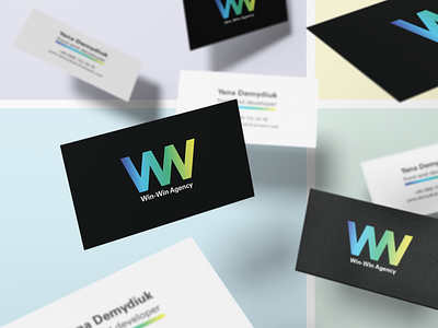 Win-Win Agency. Brand style brand card design gradient minimalism stationery uiux website