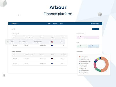 Arbour – Finance platform asset manager cube dashboard design finance interface investments minimalism platform product design webdesign