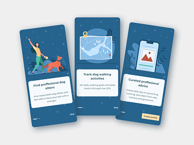 Onboarding dog walking app