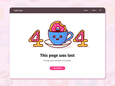 404 page 404 404page coffee design desktop donut minimalism web