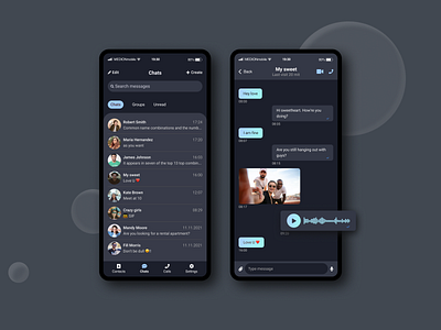 Private messages app chat dark mode message minimalism mobile private ui challenge uiux