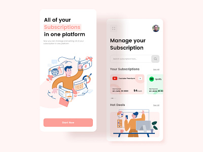 Subscription Management App app design home homepage illustrator mobile app onboarding payment subscription ui ui ux ui design