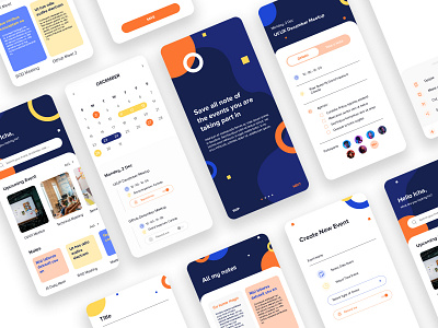 Event Note App app app design calendar calendar design design event home homepage note onboarding ui ui ux ui design