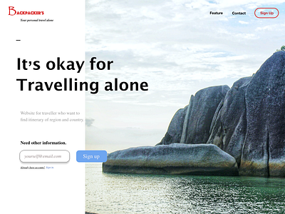 Website for Backpacker background backpack backpacker travel agency travel app travelling web website website design