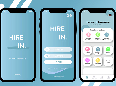 Hire.in Mock Up By Leonard Lesmana app art design flat icon illustration illustrator ui ux web